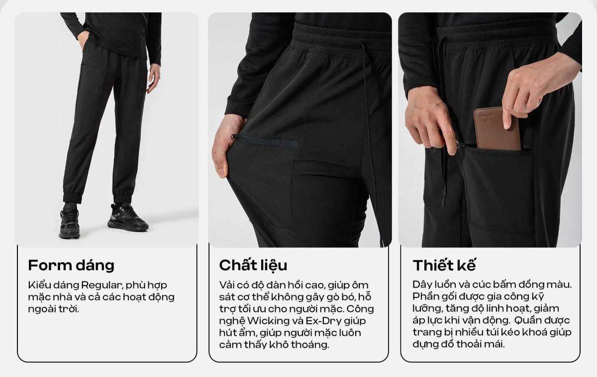Tính năng của Quần Jogger nam thể thao Studio Woven