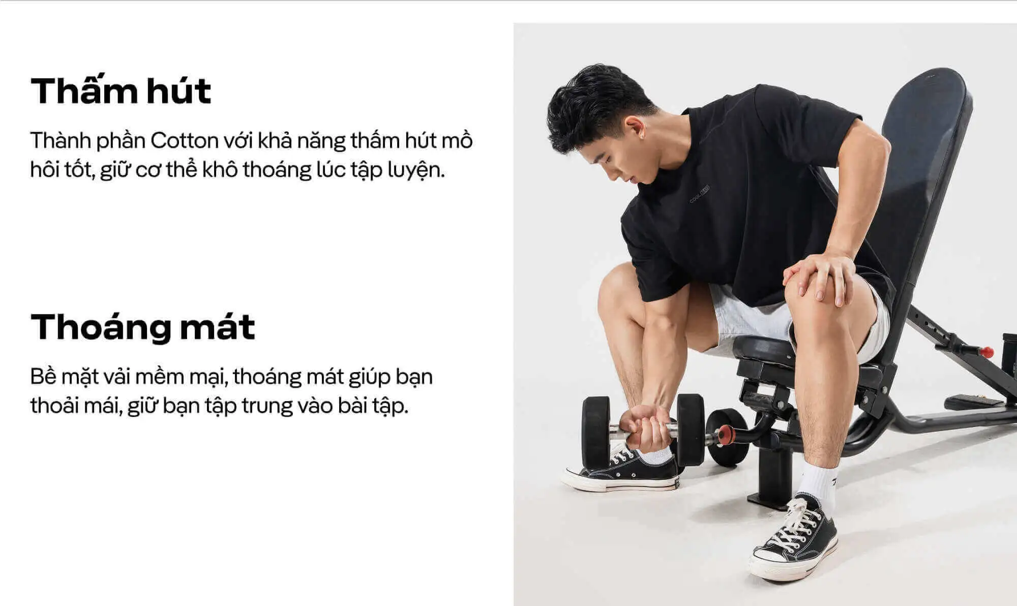 Tính năng thấm hút và thoáng mát của áo thun gym Coolmate