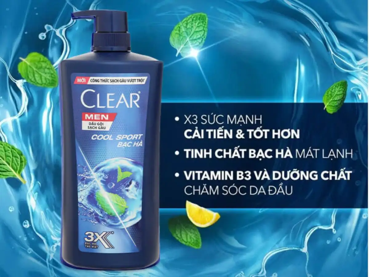 Dầu gội nước hoa nam Clear Men Cool Sport Bạc Hà