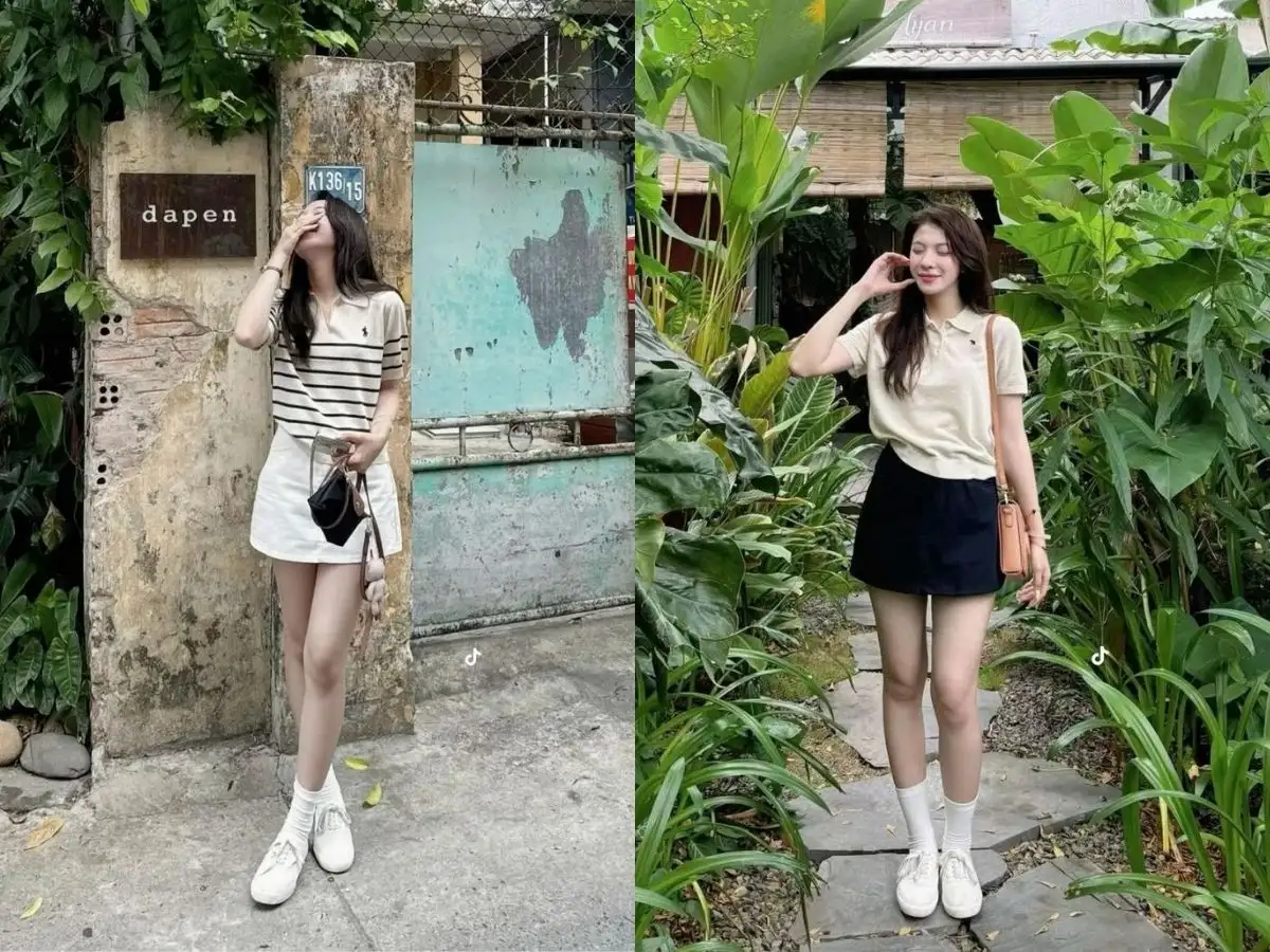 ÁO thun và chân váy chữ A