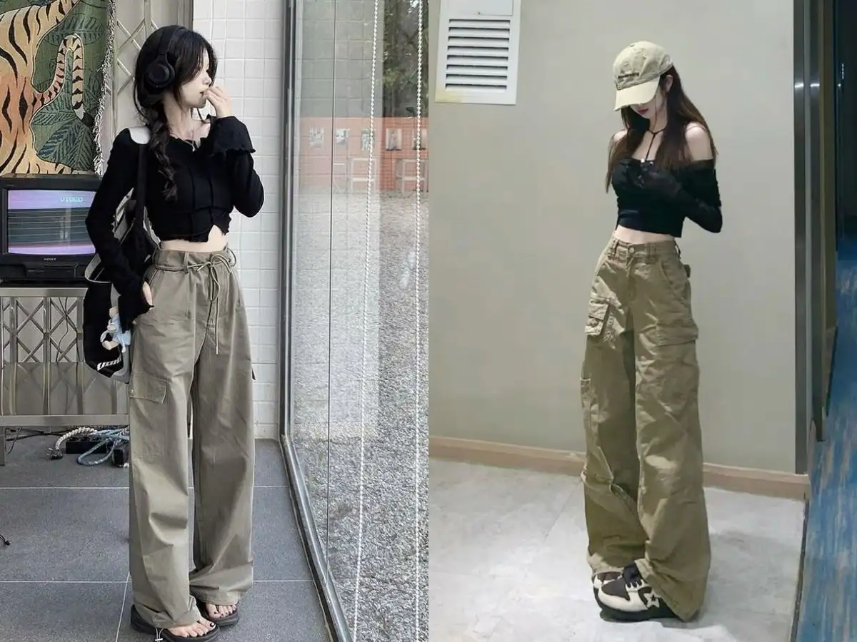 Áo croptop và quần jogger nữ