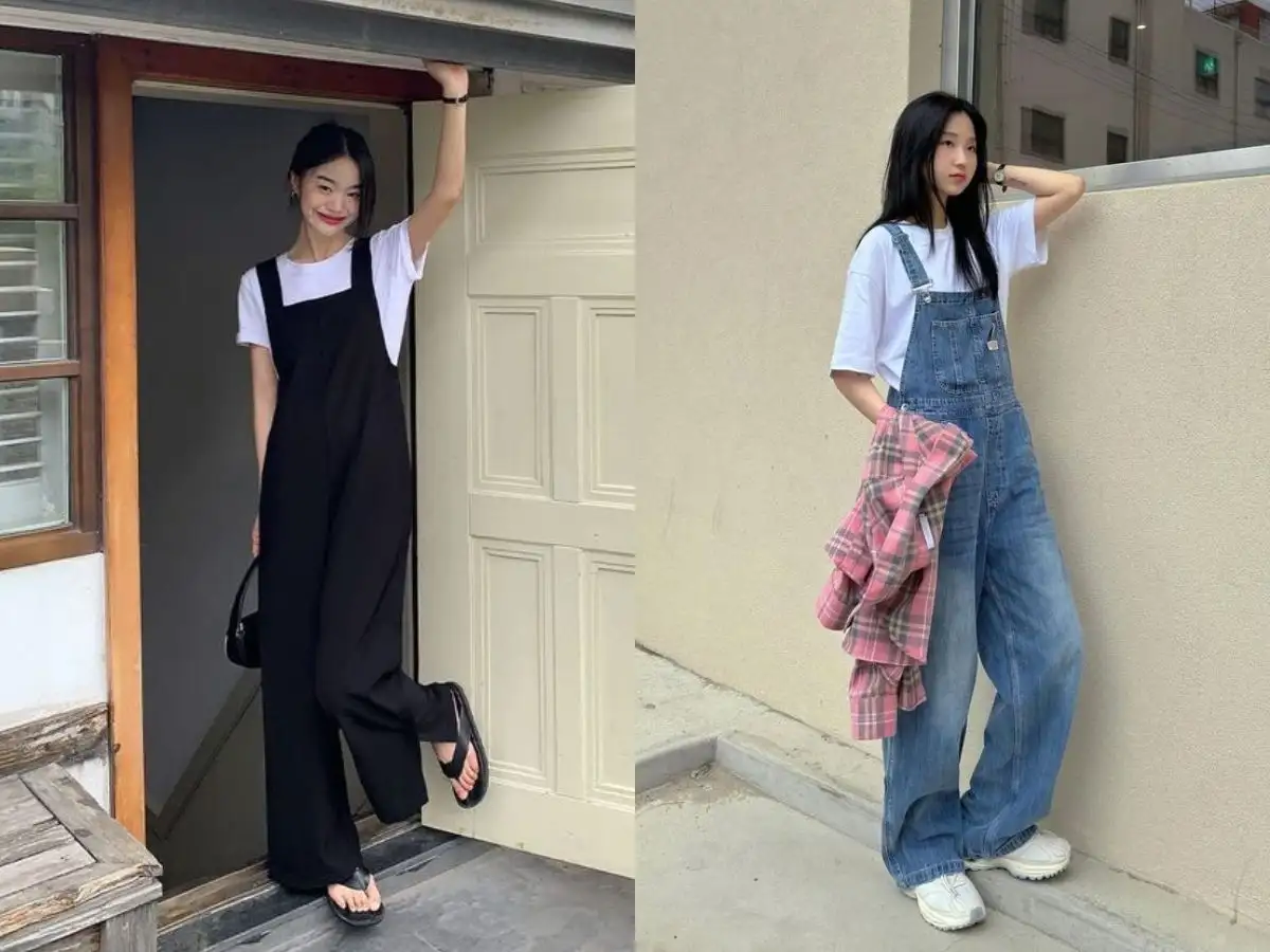 Áo phông nữ và quần yếm