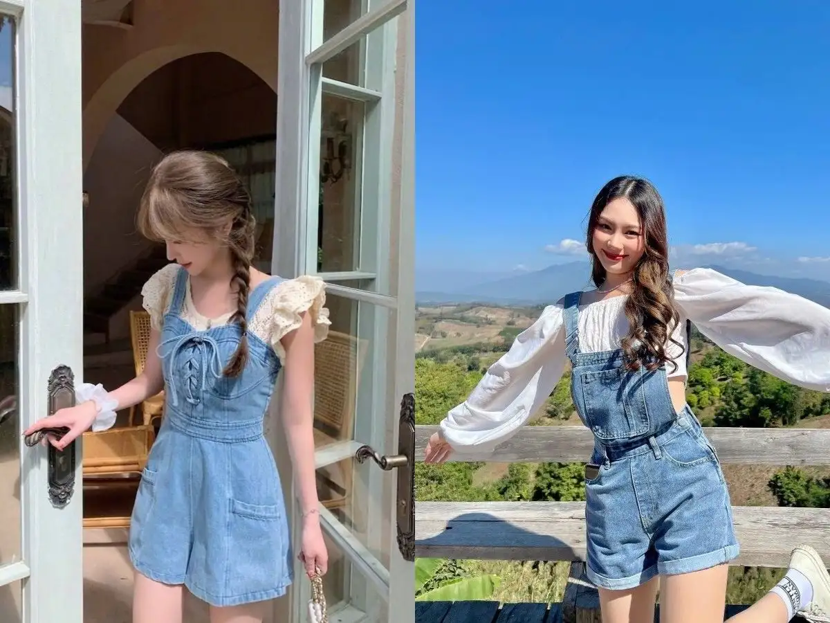 Áo croptop kết hợp quần yếm