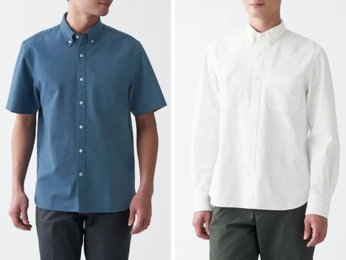 Áo sơ mi nam cổ cài nút may từ vải Oxford 