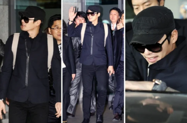 Hyun Bin vẫn nổi bật dù mặc cây đen (Nguồn: Hancinema) 