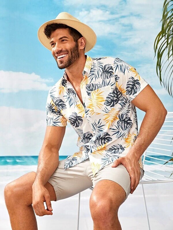 Bộ ba áo sơ mi Hawaii, quần đùi và chiếc mũ rộng vành là sự lựa chọn hoàn hảo trong mỗi kỳ du lịch (Nguồn: esty) 