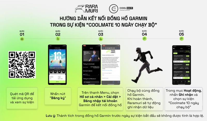 Hướng dẫn kết nối đồng hồ Garmin với sự kiện "Chạy bộ 10 ngày cùng Coolmate" trên app RaraMuri