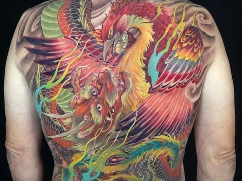 Hình xăm phượng hoàng và rồng