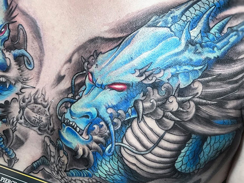 Ngực lớn vòi hình xăm dán kéo dài nam mô phỏng không thấm nước thực tế độc  đoán rồng xanh cơ thể sơn hình xăm dán hình xăm dán tattoo  Tàu