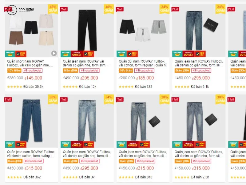 shop bán quần jean nam shopee