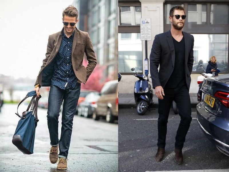 Nếu blazer đậm màu thì jeans nhạt hơn và ngược lại