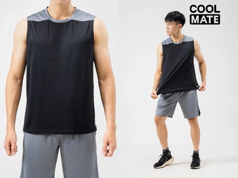    Áo Tank top nam thể thao Active phối màu khoét nách 