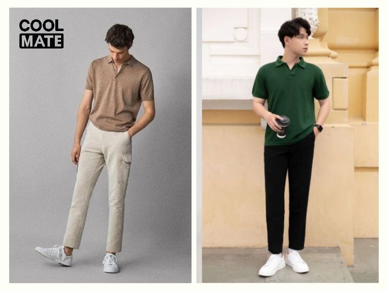 Phối đồ với quần baggy nam cùng áo polo cộc tay