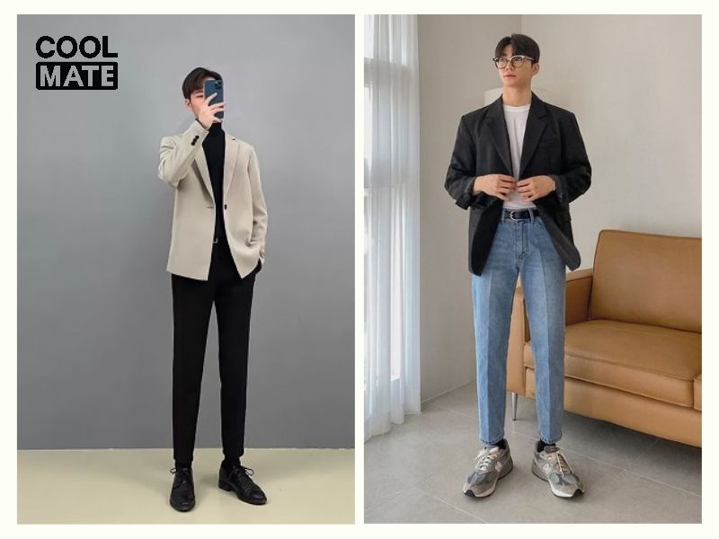 Phối đồ với quần baggy nam diện cùng áo blazer, vest