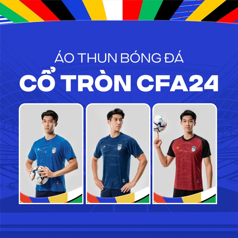 Áo football công nghệ in dập nổi trên vải của Coolmate có cả thiết kế cổ tròn….