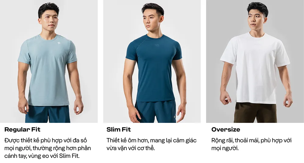 So sánh các form áo Regular Fit, Slim Fit và Oversize của Coolmate