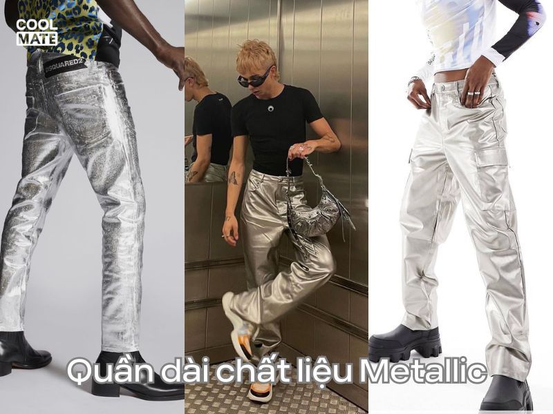 Quần dài chất liệu Metallic