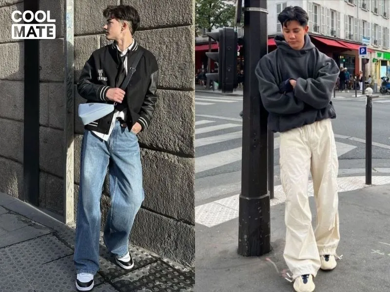    Áo khoác bomber phối cùng với quần jean oversize