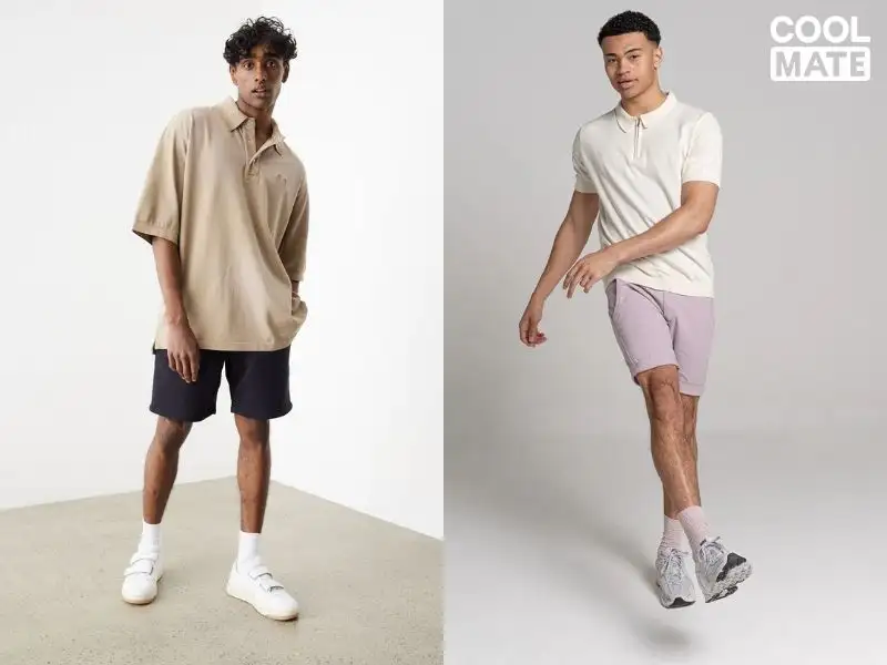 Phối quần short với áo polo oversize phong cách sporty cá tính 