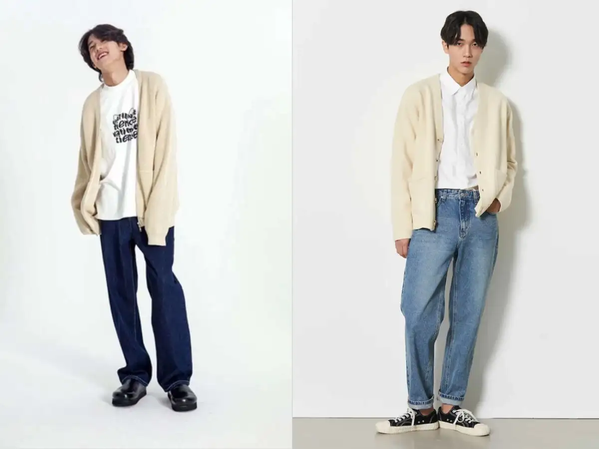 Cardigan kết hợp với quần jeans là lựa chọn phổ biến nhất cho nam giới