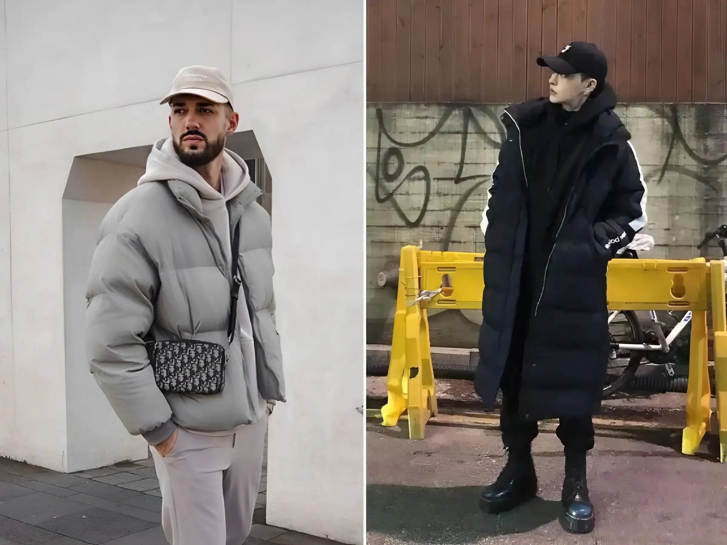 Combat boot + quần thun dài + áo hoodie + áo phao oversize