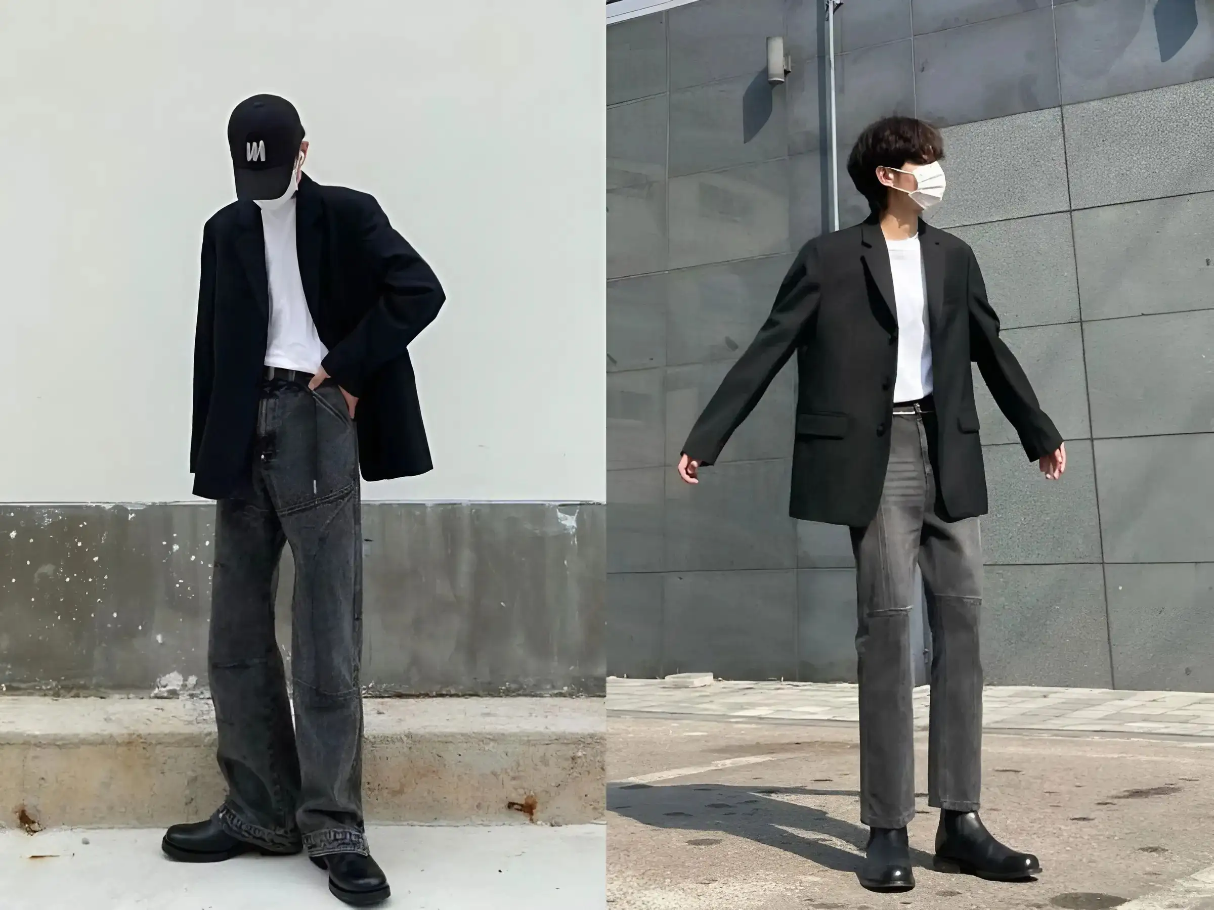 Boot da cổ thấp + blazer + áo len mỏng cổ lọ