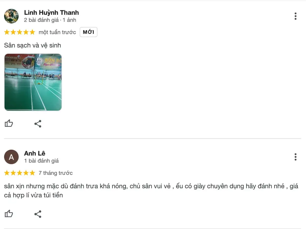 Review khách hàng về sân cầu lông T793