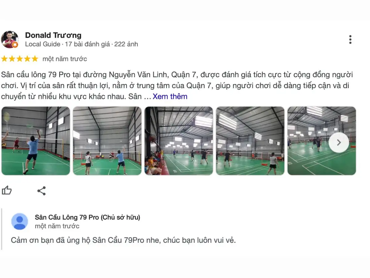 Review khách hàng về sân cầu lông 79 Pro