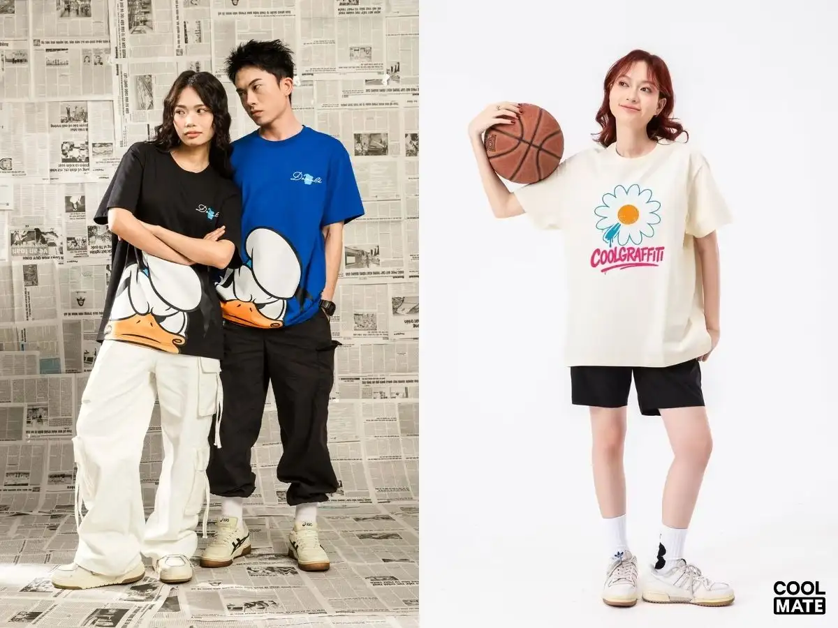 Xu hướng thời trang hiện đại với các mẫu áo thun oversize, graphic, màu pastel