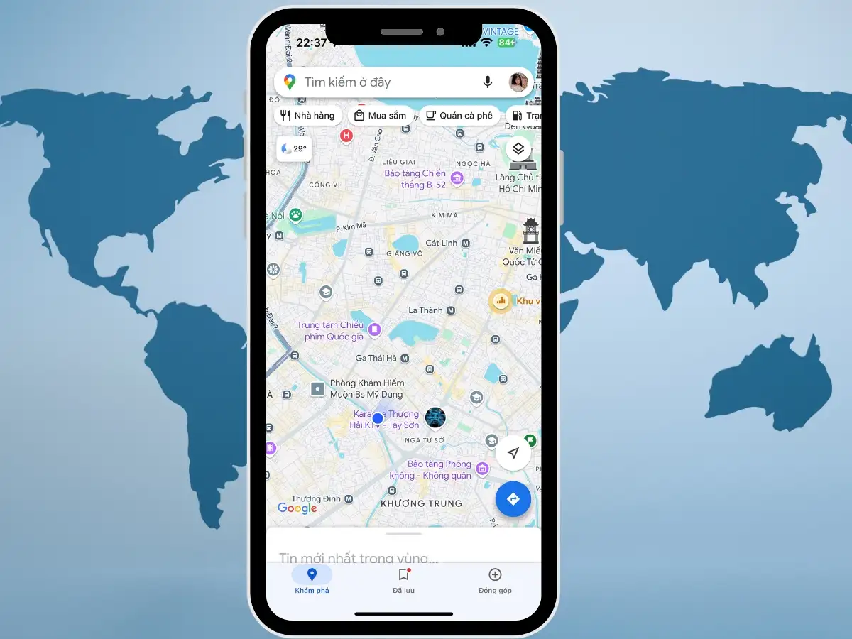 Mở ứng dụng Google Maps trên điện thoại