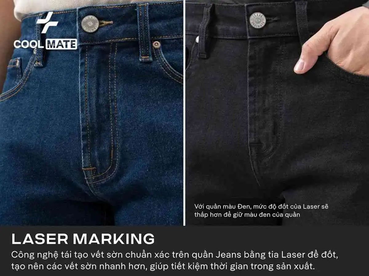 Công nghệ tạo vết sờn đặc biệt trên quần jean xanh Coolmate
