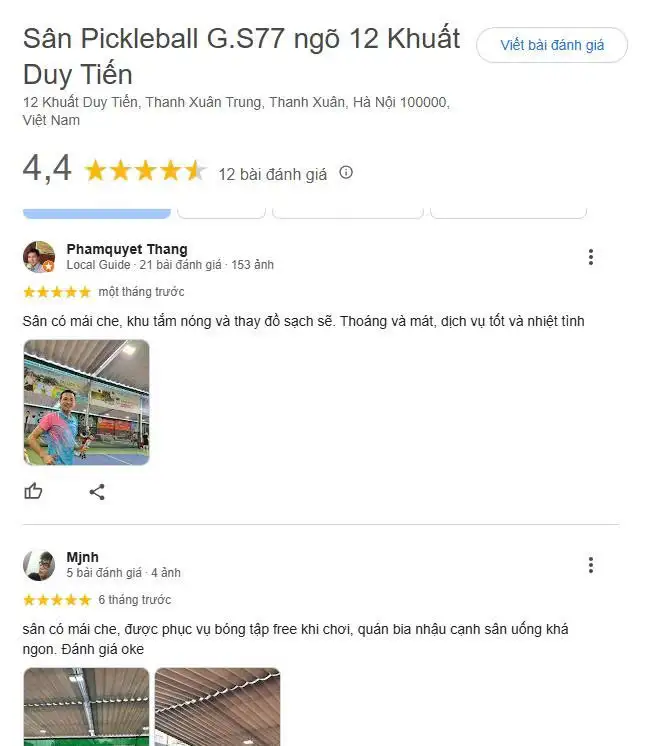 Tổng hợp những đánh giá về sân Pickleball G.S77