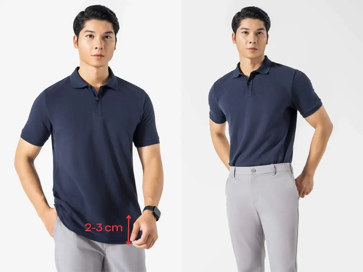 Độ dài áo polo nam chuẩn giúp tổng thể trang phục cân đối