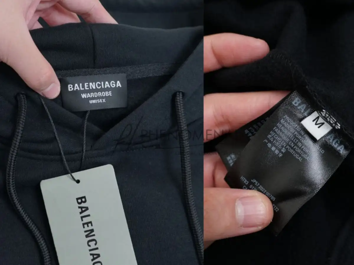Kiểm tra các chi tiết như logo, tag và cửa hàng uy tín khi mua hoodie Balenciaga