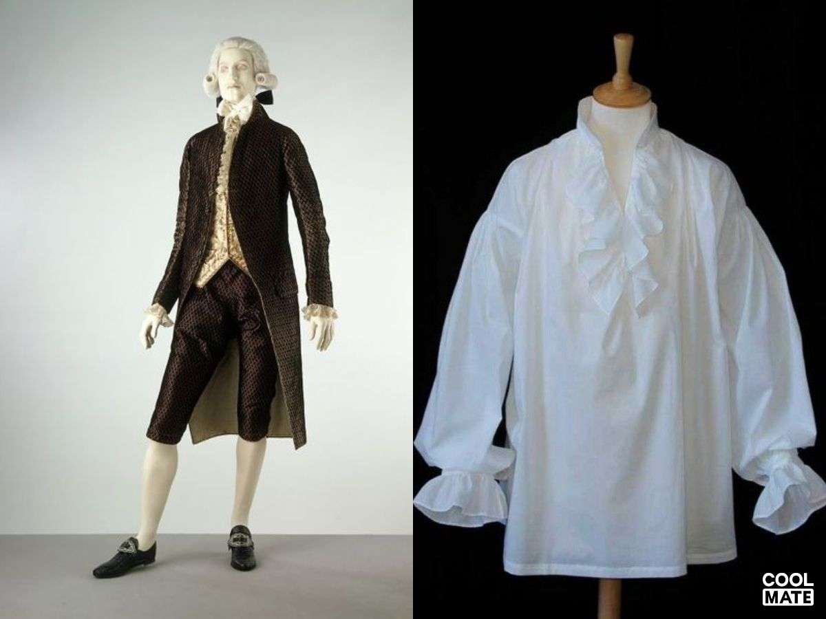 Nam giới thế kỷ 17-18 trong áo sơ mi trắng, cổ áo và cravat, biểu tượng thanh lịch