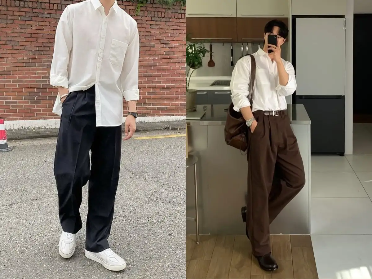 Áo sơ mi dài tay hoặc ngắn tay phối cùng quần kaki hoặc quần âu là lựa chọn dễ áp dụng cho nhiều dịp hẹn hò