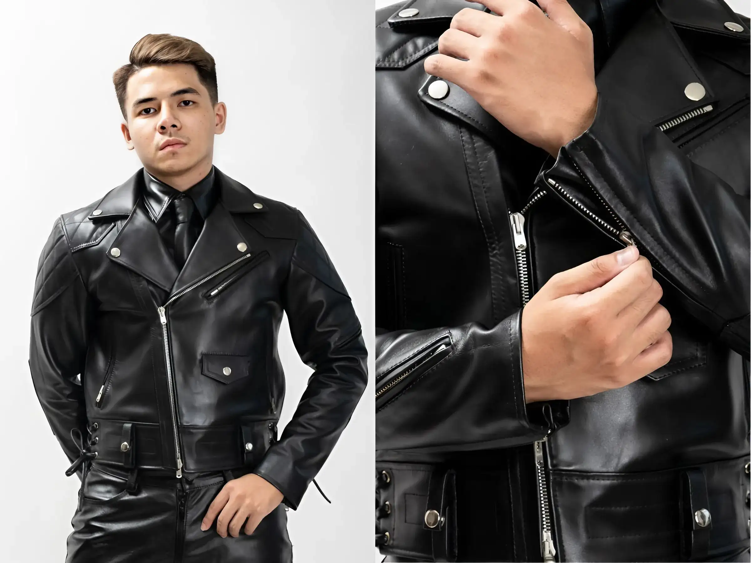 Áo khoác da Biker (Biker Leather Jacket)