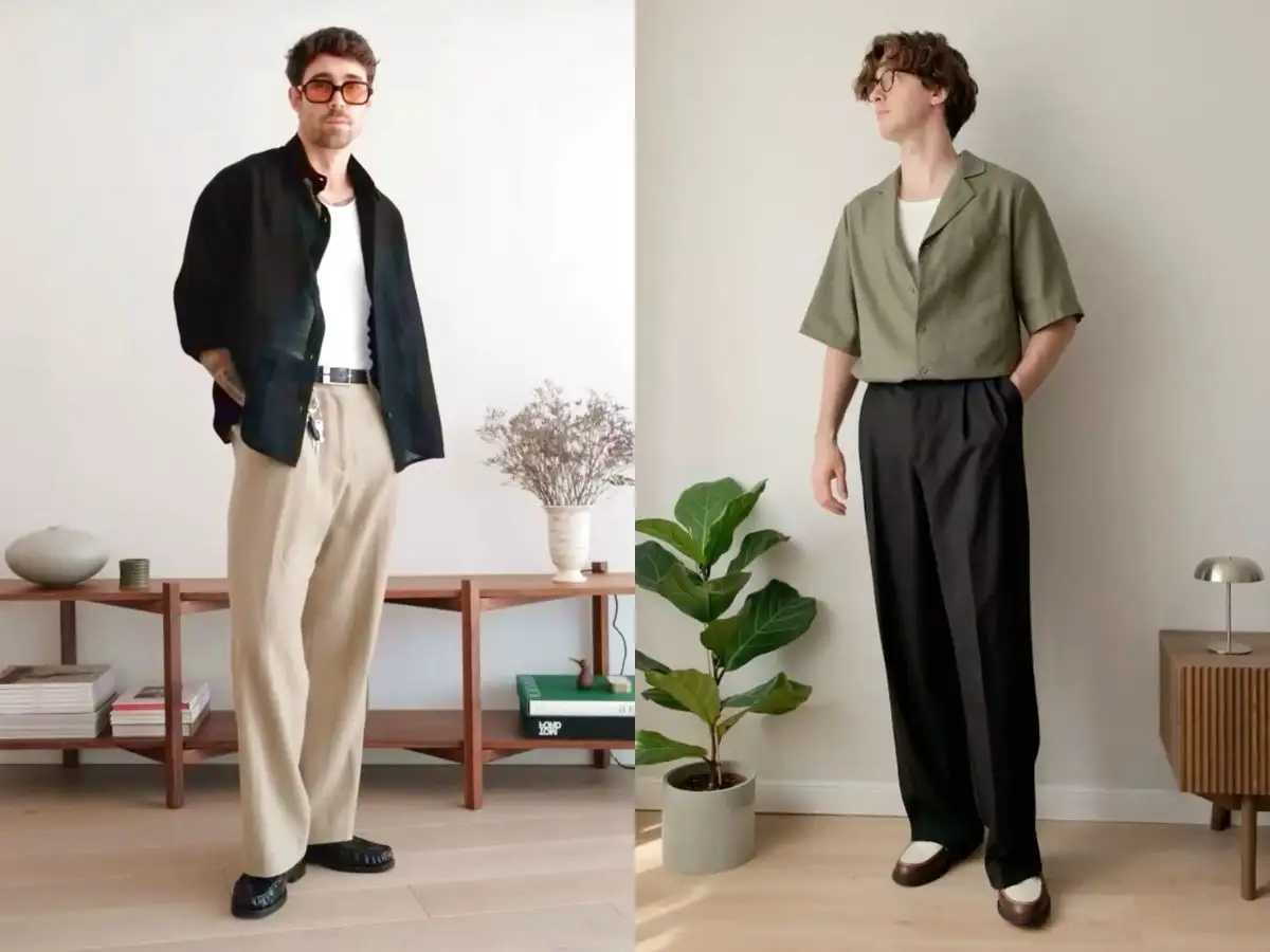 Phối đồ nhiều lớp với áo sơ mi bên ngoài áo thun