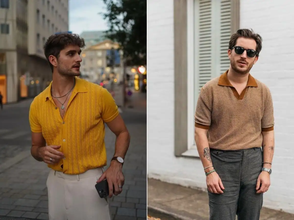 Outfit vintage nam với áo polo nam 
