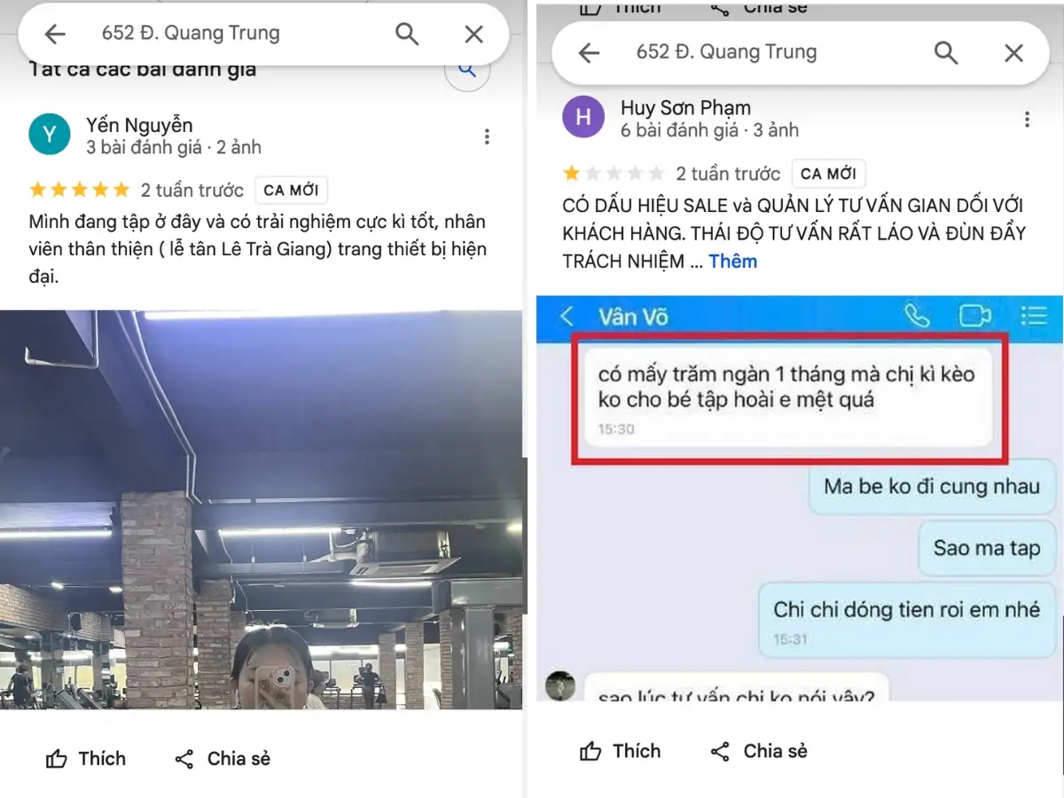 Khách hàng đánh giá thực tế tại phòng tập tại S'Life Gym