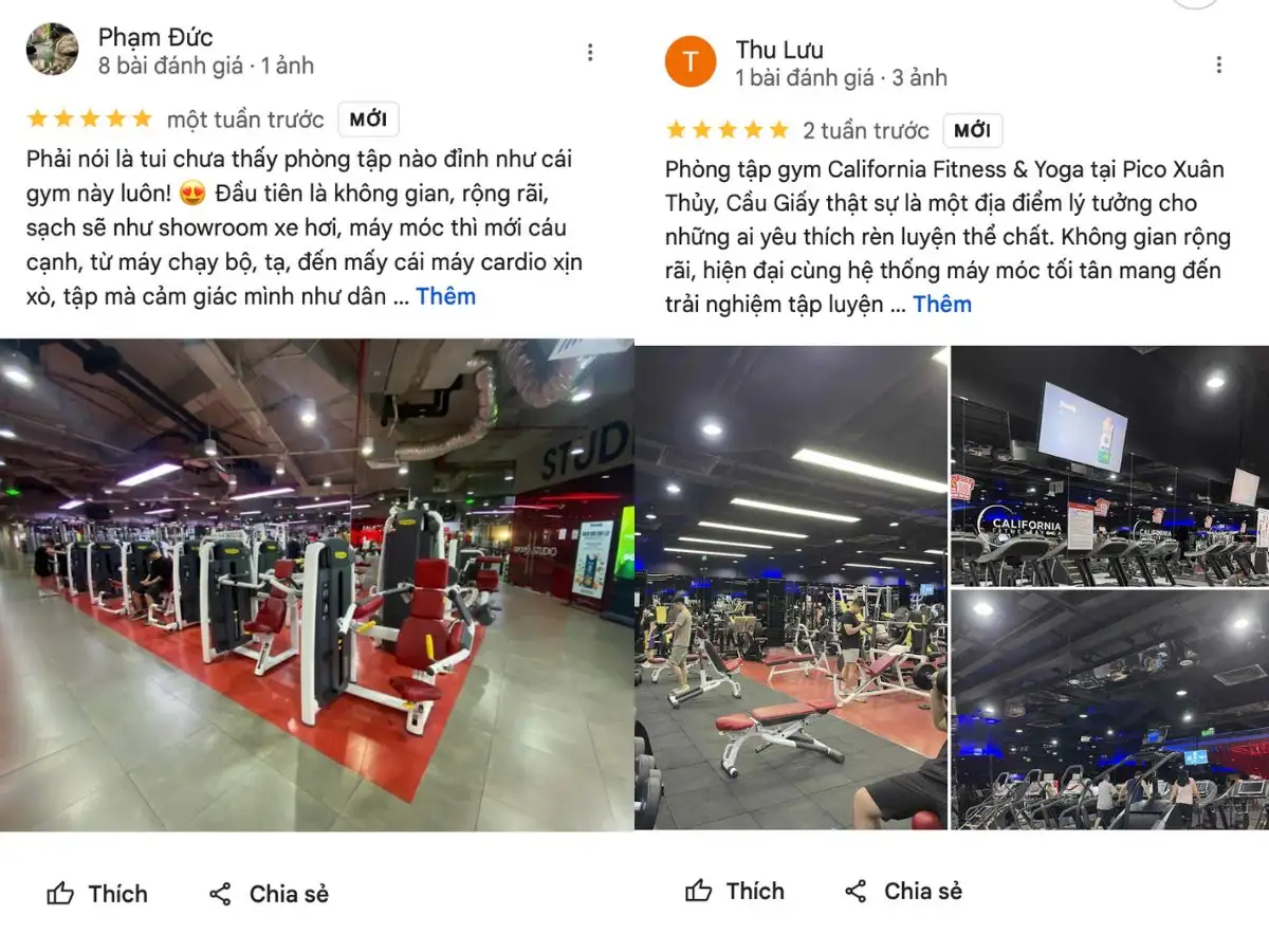 Review về phòng tập gym California Fitness & Yoga