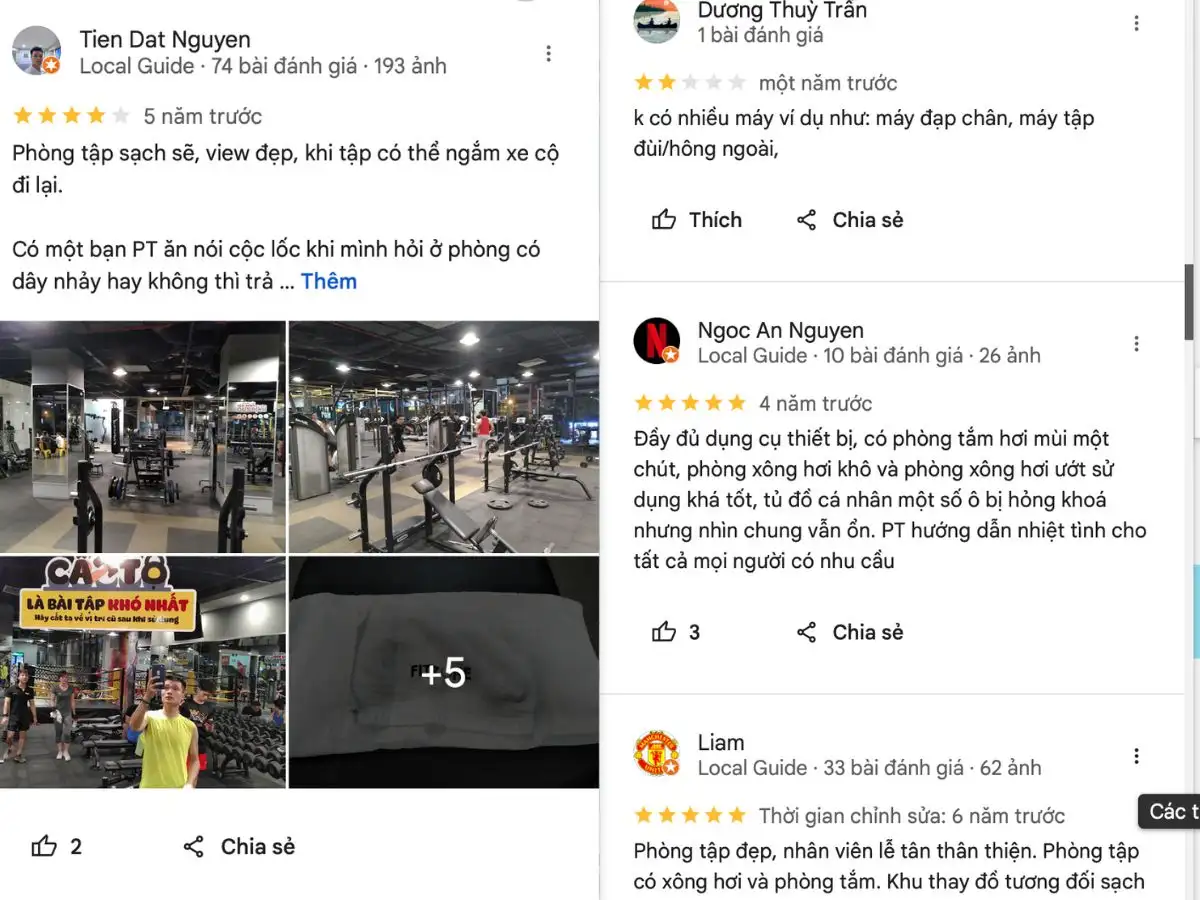 Đánh giá về phòng tập gym R&B Fitness