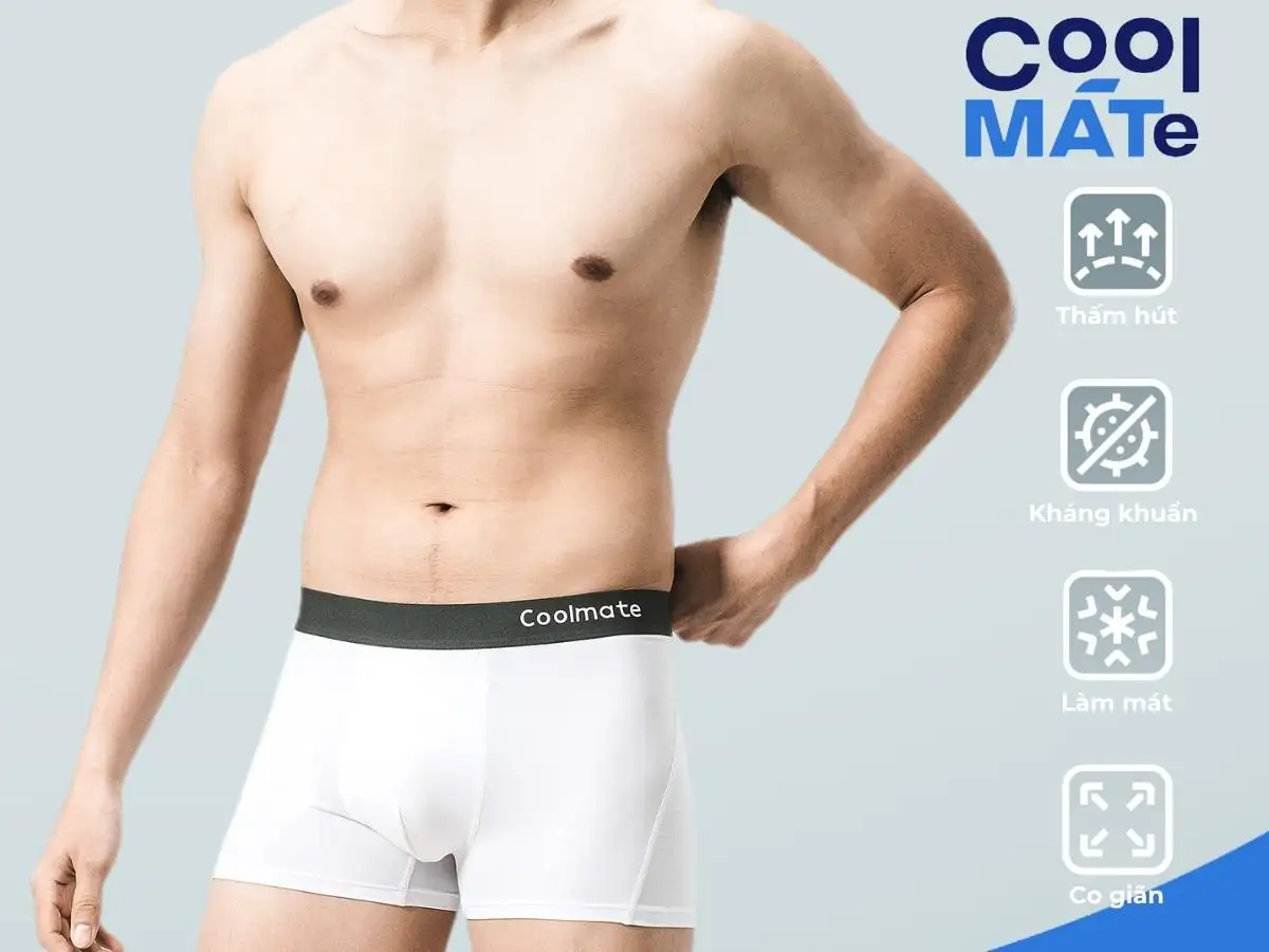 Những đặc tính nổi bật của quần lót nam Coolmate boxer màu trắng