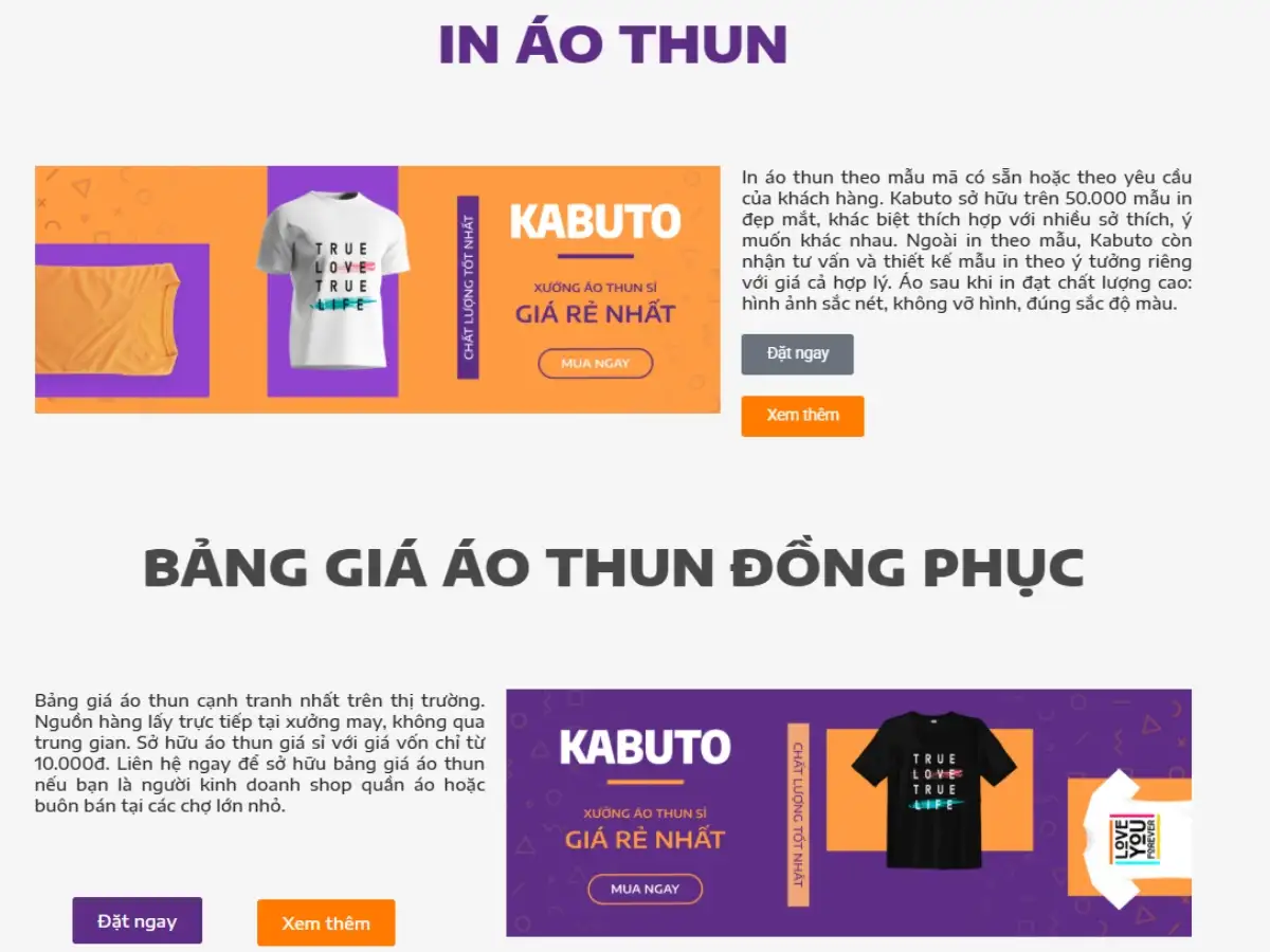 Kabuto tập trung vào sản xuất và cung cấp sỉ áo thun
