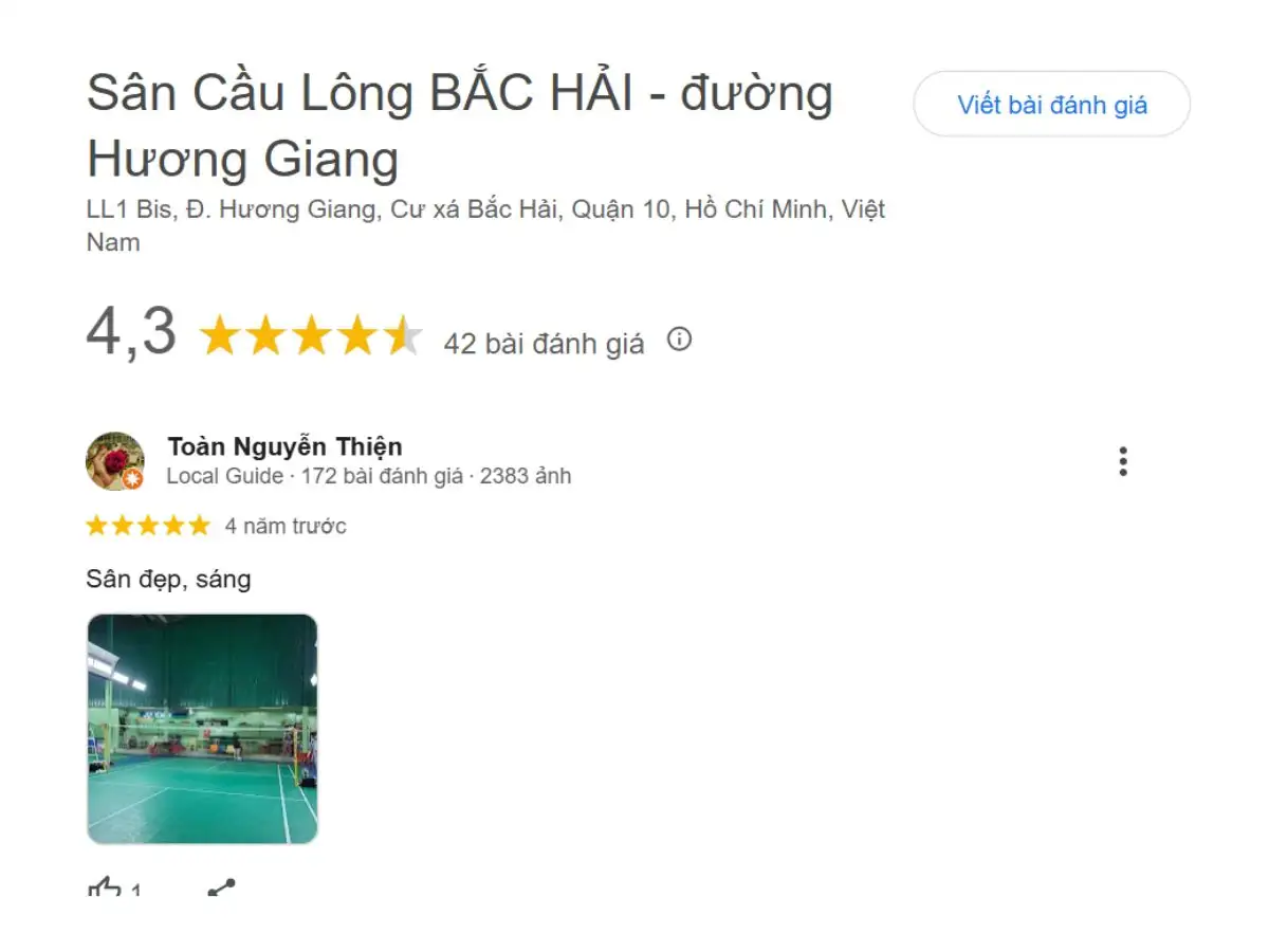 Review khách hàng về sân Bắc Hải