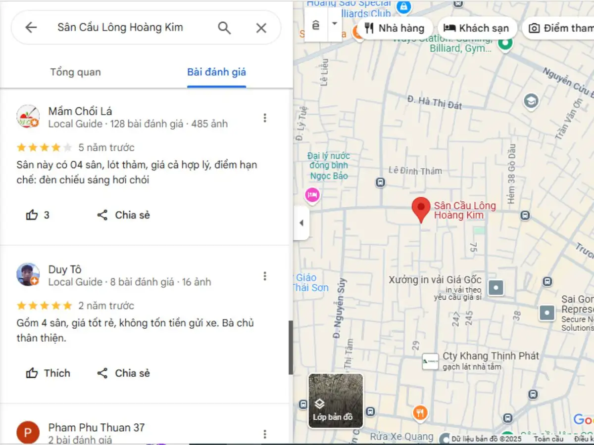 Đánh giá về sân cầu lông Hoàng Kim