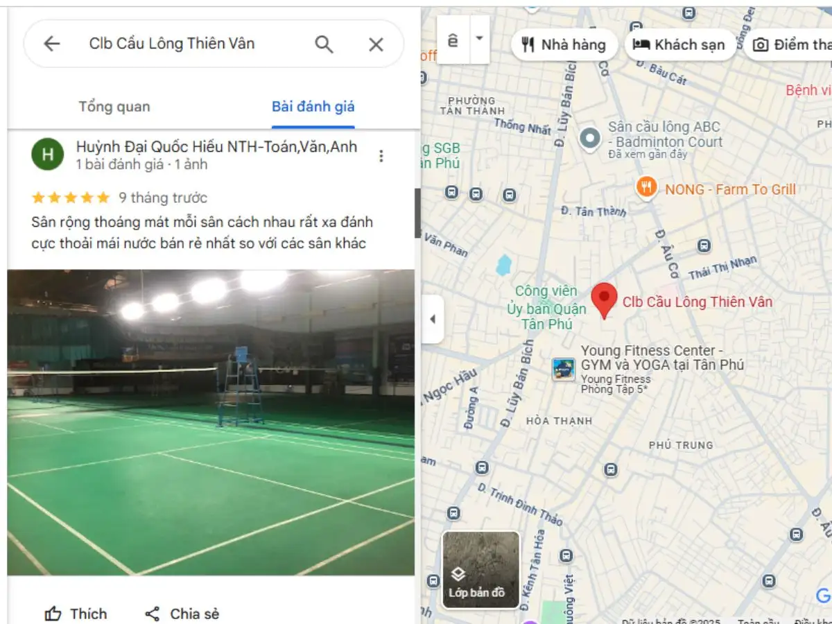 Đánh giá về sân cầu lông Thiên Vân