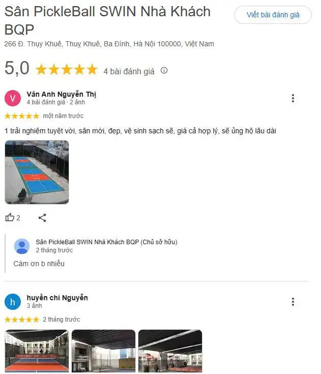 Tổng hợp những review về Sân Pickleball SWIN
