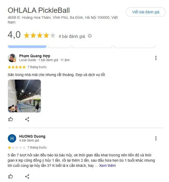 Tổng hợp review về sân Ohlala Pickleball