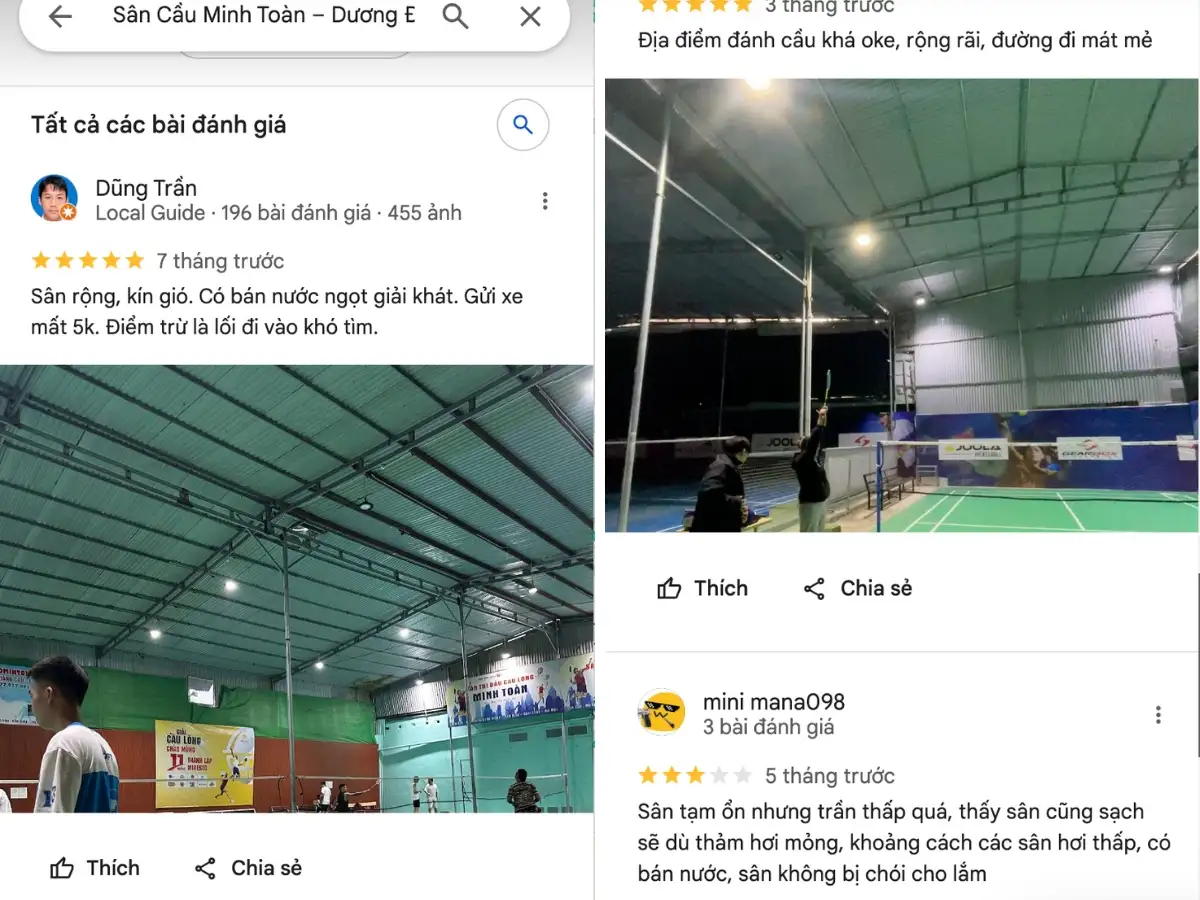 Đánh giá của các vợt thủ khi trải nghiệm thực tế tại sân: